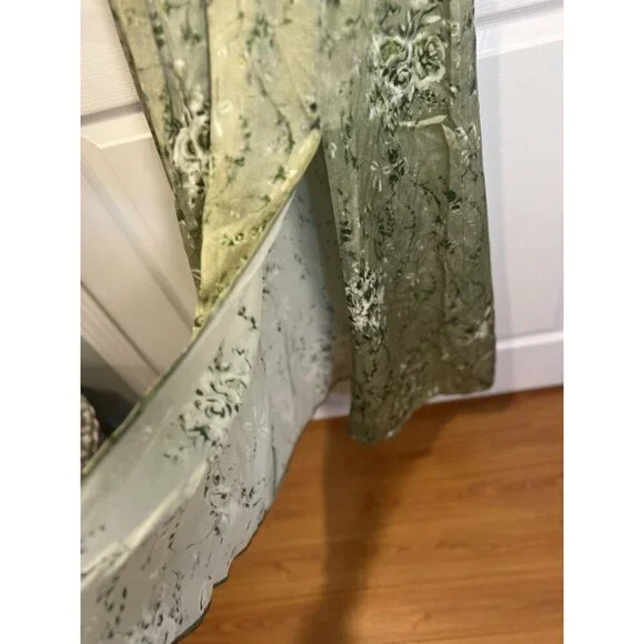 27 Miles Malibu Green Floral Boho Dress Small Short Sleeve Tie Front Cottagecore - Picture 9 of 9
